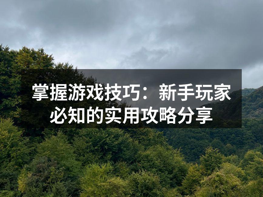 掌握游戏技巧：新手玩家必知的实用攻略分享